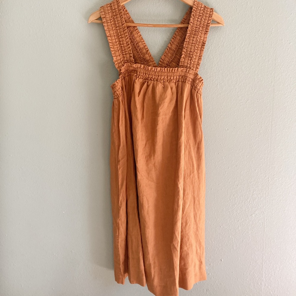 NWT everlane tawny smocked strap linen shift dress